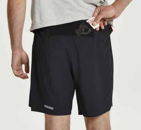 Hoka One One Glide 7" Short Barbati - Pantaloni Scurti Negrii | RO-Cn6LfX6